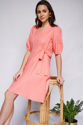 Pink Solid Straight Dress, Pink, image 1
